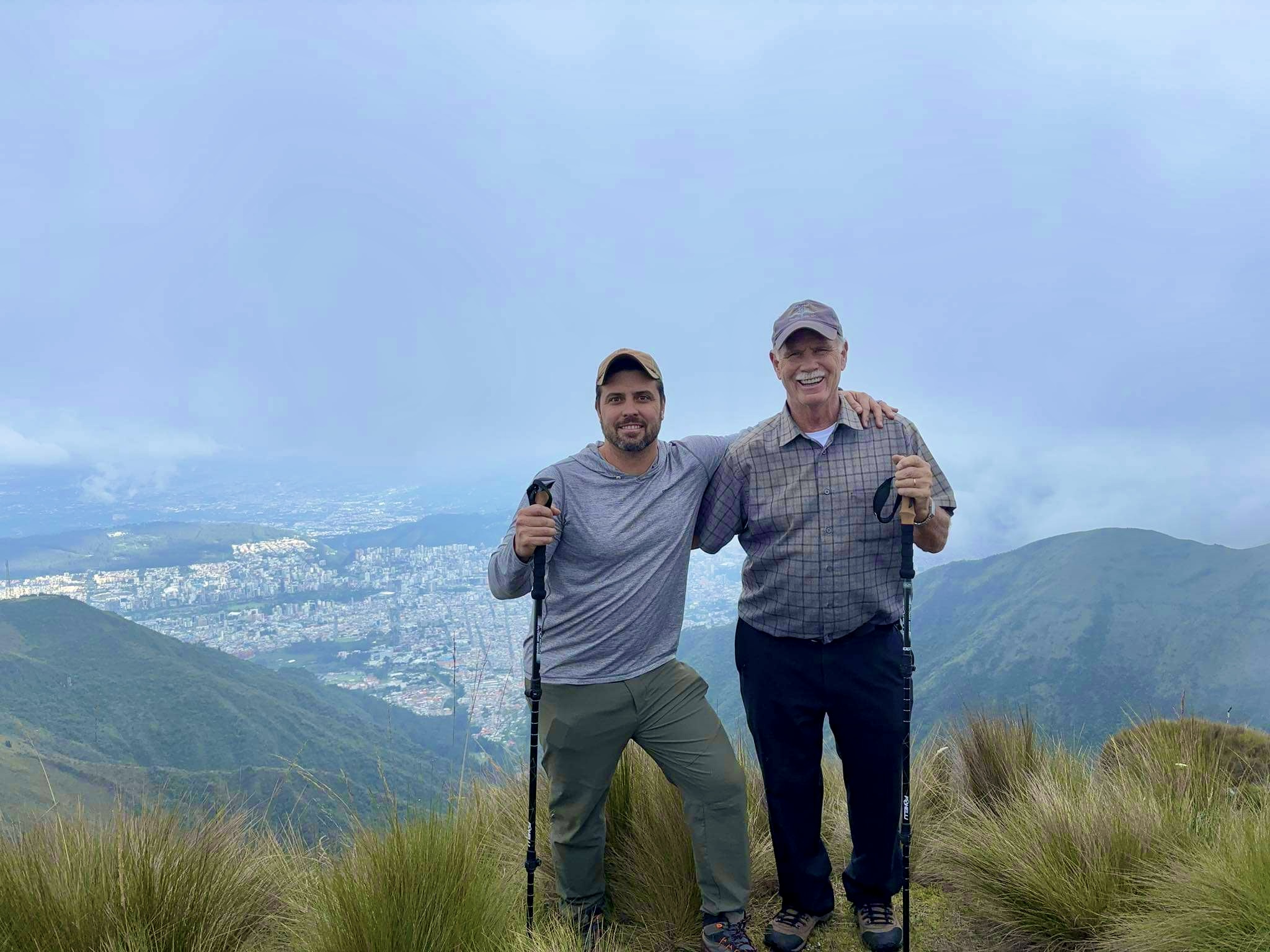 Derek Anderson hiking high in the Andes mountains of Ecuador with his father