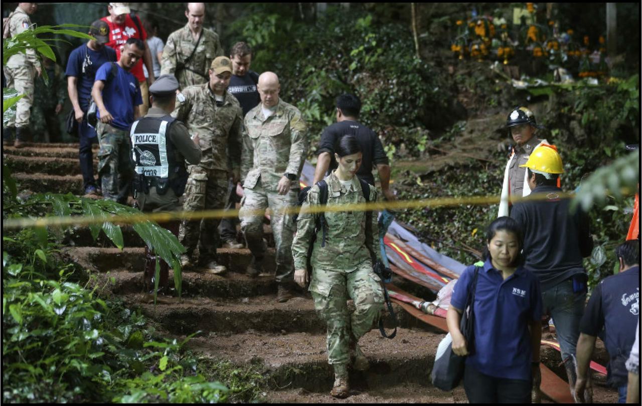 Military personnel at the Thailand cave rescue site
